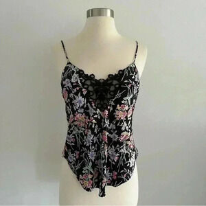 Vintage Victoria Gold Label Secret 100% Silk Floral Top Sz M